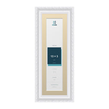 Louis Range White Picture, Photo & Poster Frame with Ivory Mount - 15x5" Frame for 13x3" Photo, White