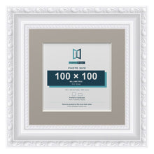 Louis Range White Picture, Photo & Poster Frame with Dawn Grey Mount - 15x15cm Frame for 10x10cm Photo, White