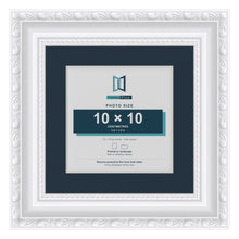 Louis Range White Picture, Photo & Poster Frame with Pacific Blue Mount - 15x15cm Frame for 10x10cm Photo, White