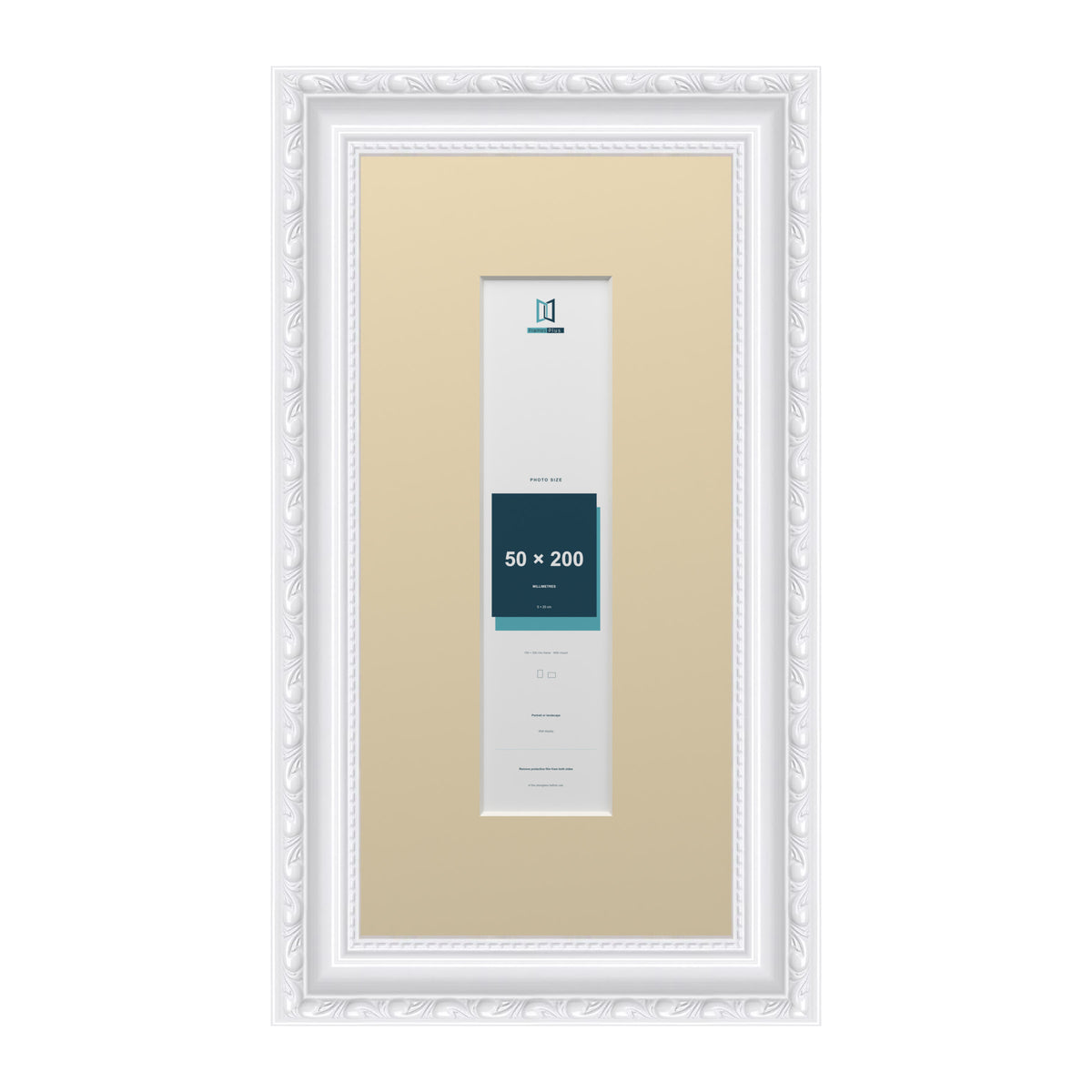 Louis Range White Picture, Photo & Poster Frame with Ivory Mount - 30x15cm Frame for 20x5cm Photo, White