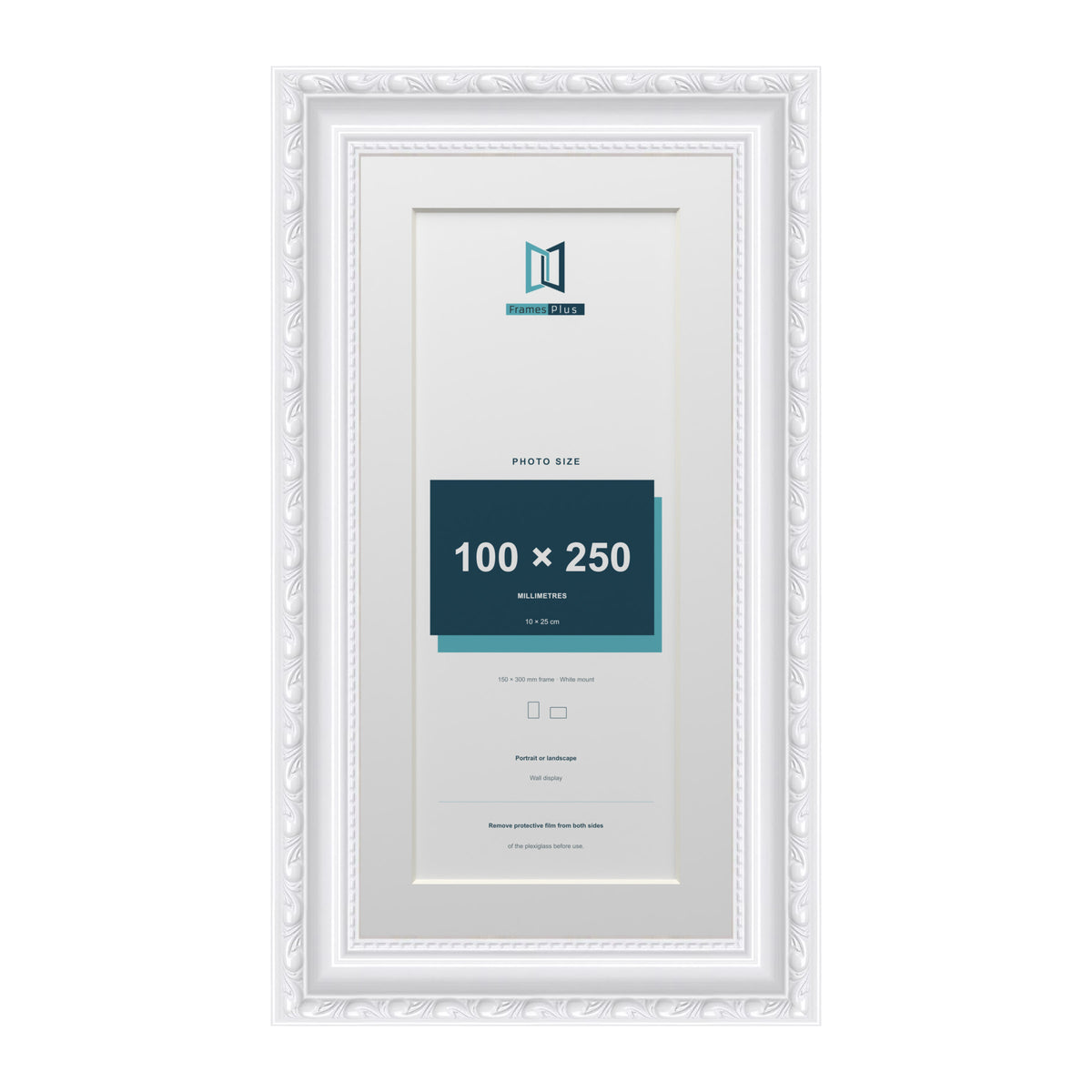 Louis Range White Picture, Photo & Poster Frame with White Mount - 30x15cm Frame for 25x10cm Photo, White