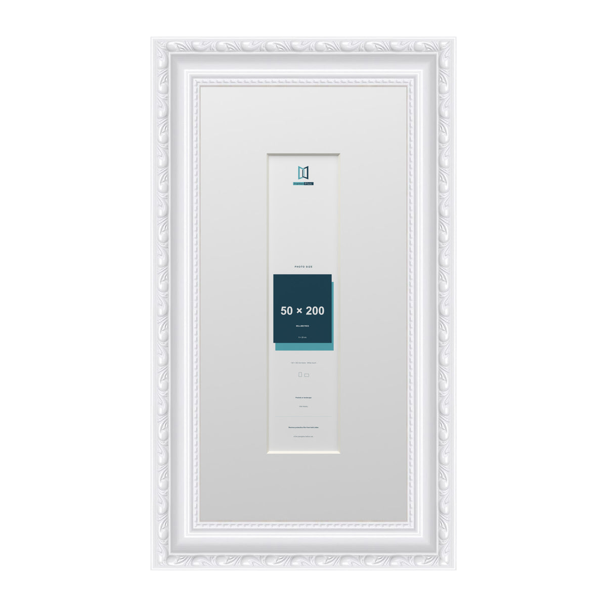 Louis Range White Picture, Photo & Poster Frame with White Mount - 30x15cm Frame for 20x5cm Photo, White