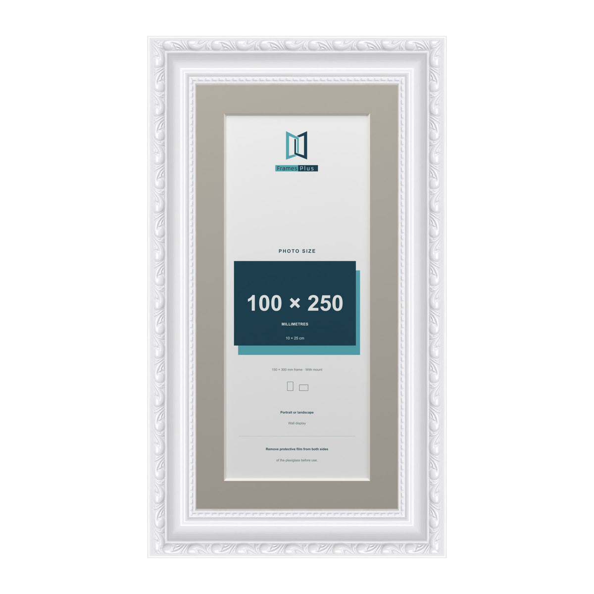 Louis Range White Picture, Photo & Poster Frame with Dawn Grey Mount - 30x15cm Frame for 25x10cm Photo, White
