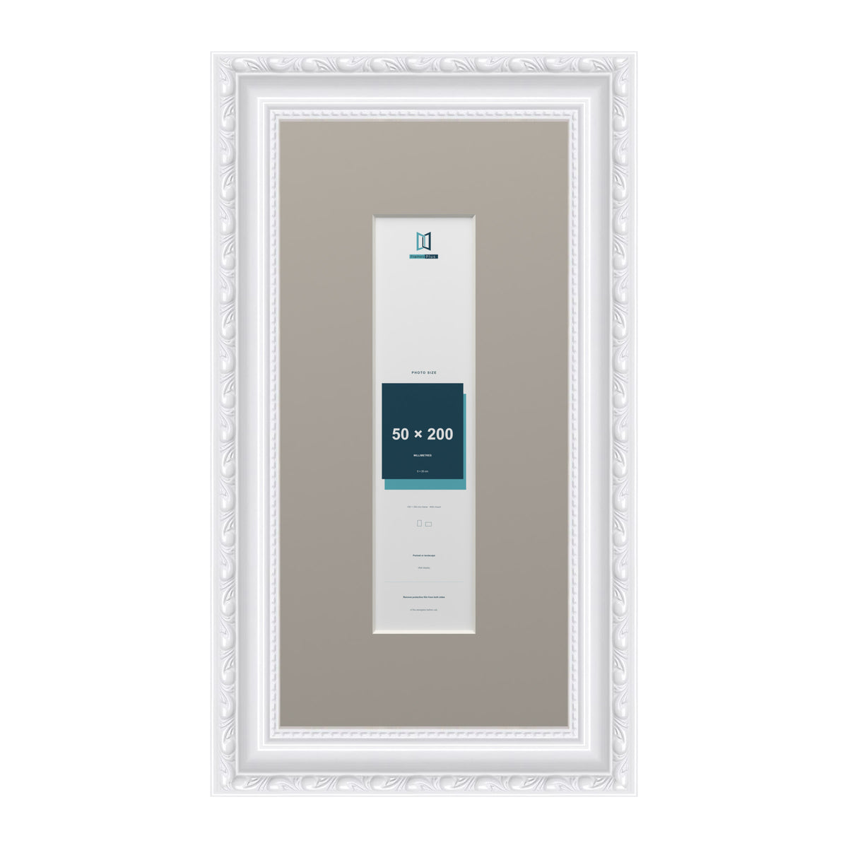 Louis Range White Picture, Photo & Poster Frame with Dawn Grey Mount - 30x15cm Frame for 20x5cm Photo, White
