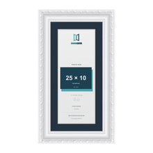 Louis Range White Picture, Photo & Poster Frame with Pacific Blue Mount - 30x15cm Frame for 25x10cm Photo, White