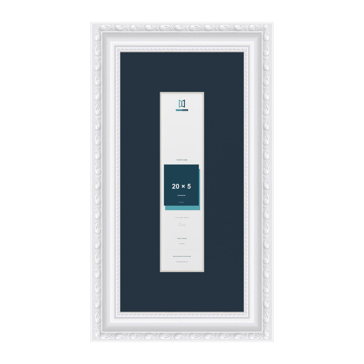 Louis Range White Picture, Photo & Poster Frame with Pacific Blue Mount - 30x15cm Frame for 20x5cm Photo, White