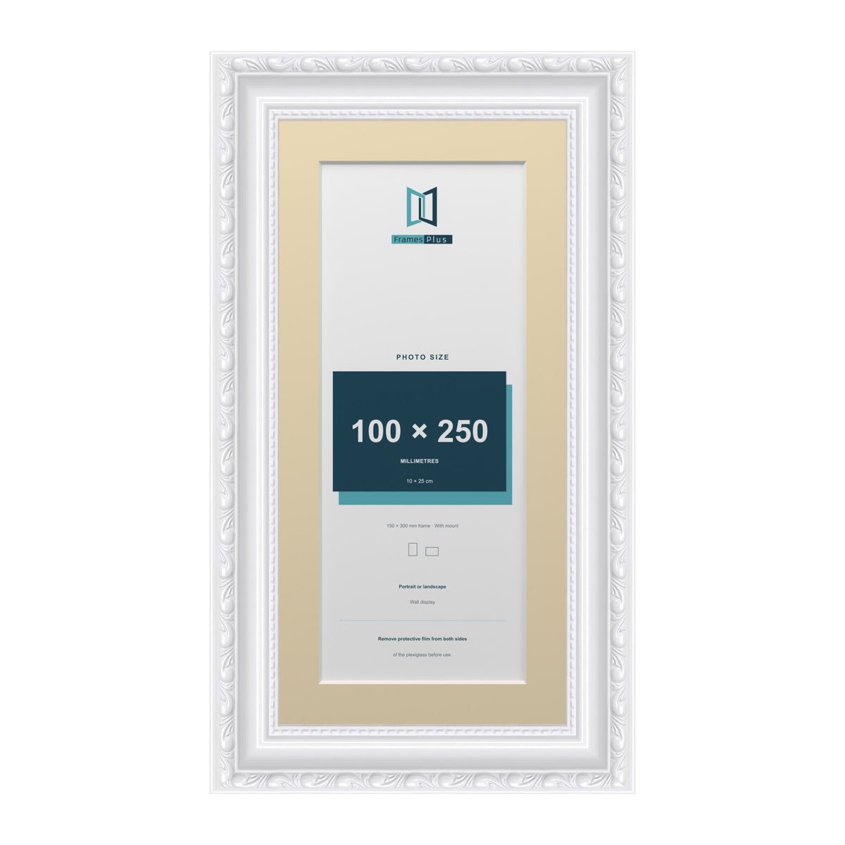 Louis Range White Picture, Photo & Poster Frame with Ivory Mount - 30x15cm Frame for 25x10cm Photo, White