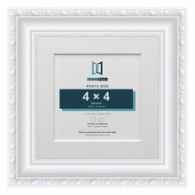 Louis Range White Picture, Photo & Poster Frame with White Mount - 6x6" Frame for 4x4" Photo, White