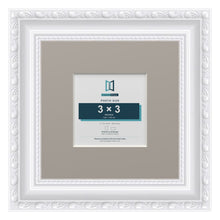 Louis Range White Picture, Photo & Poster Frame with Dawn Grey Mount - 6x6" Frame for 3x3" Photo, White