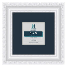 Louis Range White Picture, Photo & Poster Frame with Pacific Blue Mount - 6x6" Frame for 3x3" Photo, White