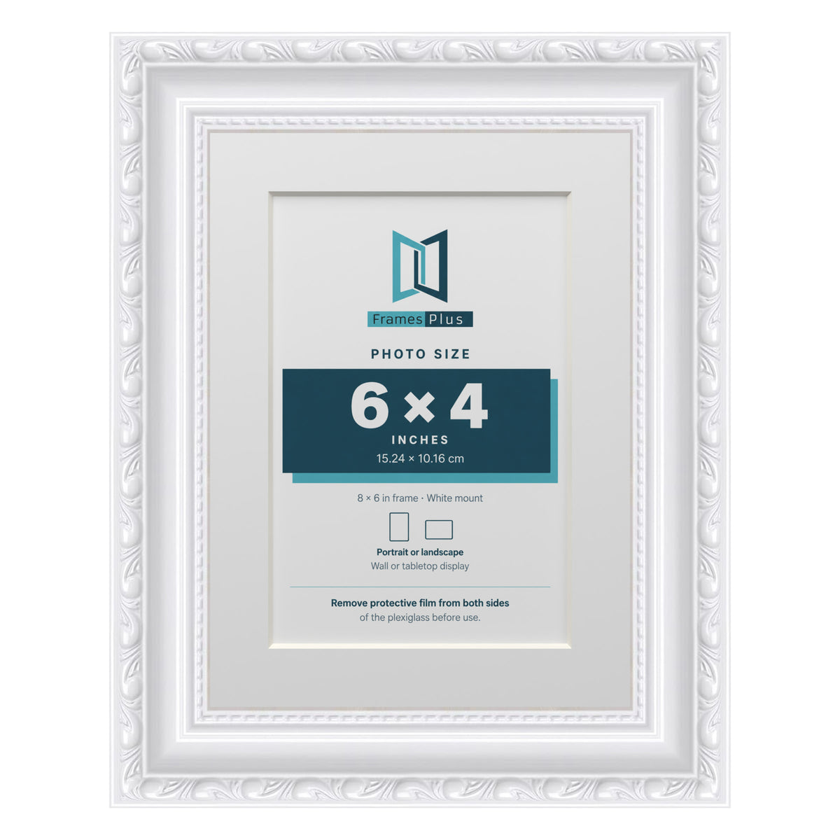 Louis Range White Picture, Photo & Poster Frame with White Mount - 8x6" Frame for 6x4" Photo, White