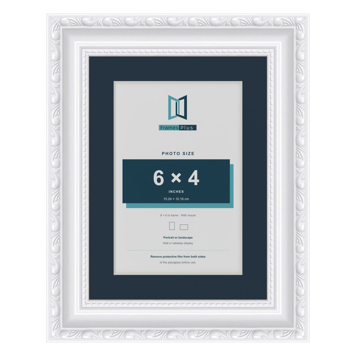 Louis Range White Picture, Photo & Poster Frame with Pacific Blue Mount - 8x6" Frame for 6x4" Photo, White