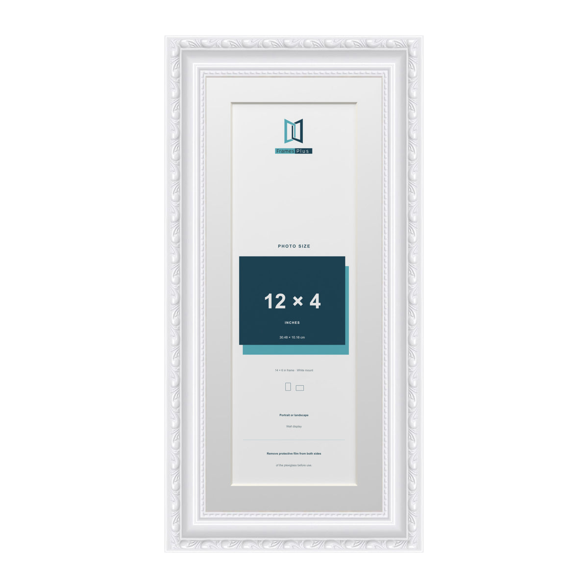 Louis Range White Picture, Photo & Poster Frame with White Mount - 14x6" Frame for 12x4" Photo, White
