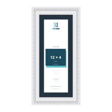 Louis Range White Picture, Photo & Poster Frame with Pacific Blue Mount - 14x6" Frame for 12x4" Photo, White