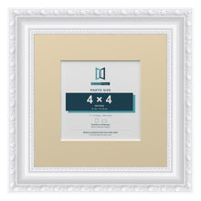 Louis Range White Picture, Photo & Poster Frame with Ivory Mount - 7x7" Frame for 4x4" Photo, White