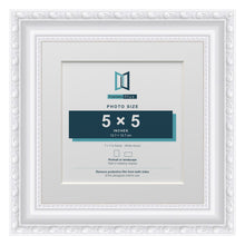 Louis Range White Picture, Photo & Poster Frame with White Mount - 7x7" Frame for 5x5" Photo, White