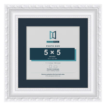 Louis Range White Picture, Photo & Poster Frame with Pacific Blue Mount - 7x7" Frame for 5x5" Photo, White