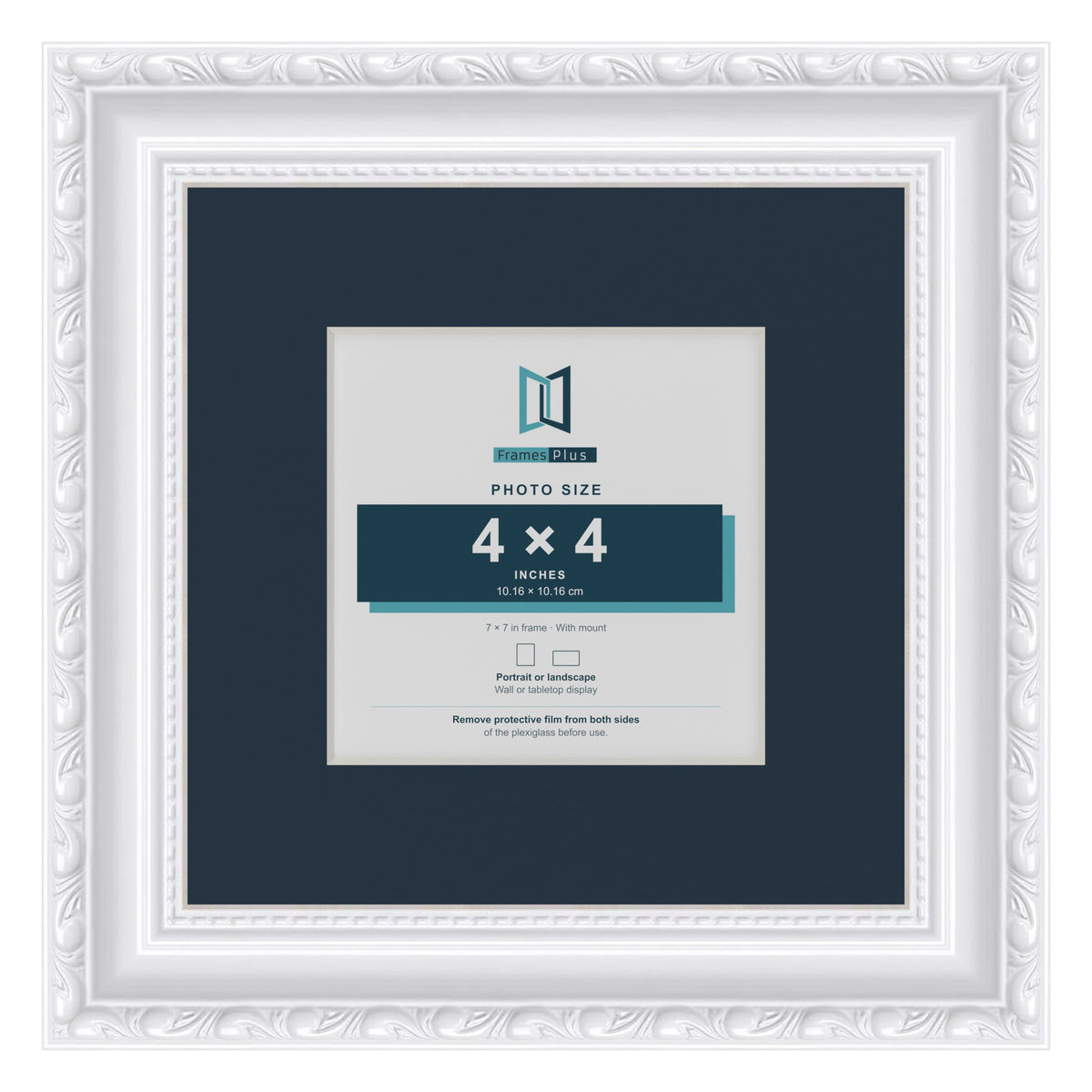 Louis Range White Picture, Photo & Poster Frame with Pacific Blue Mount - 7x7" Frame for 4x4" Photo, White