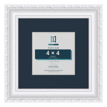 Louis Range White Picture, Photo & Poster Frame with Pacific Blue Mount - 7x7" Frame for 4x4" Photo, White