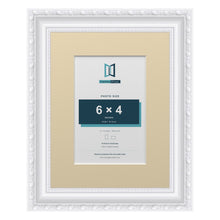 Louis Range White Picture, Photo & Poster Frame with Ivory Mount - 9x7" Frame for 6x4" Photo, White
