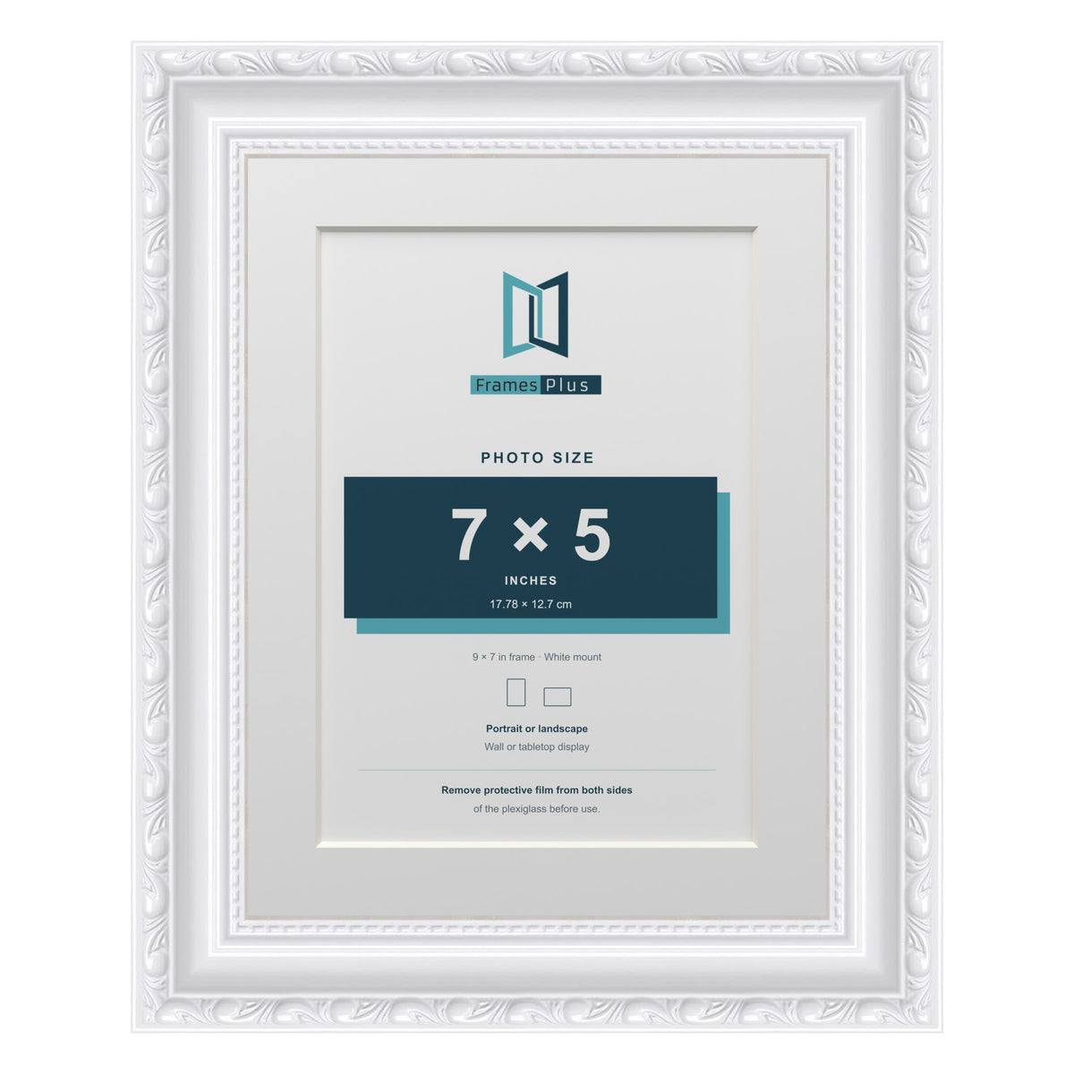 Louis Range White Picture, Photo & Poster Frame with White Mount - 9x7" Frame for 7x5" Photo, White