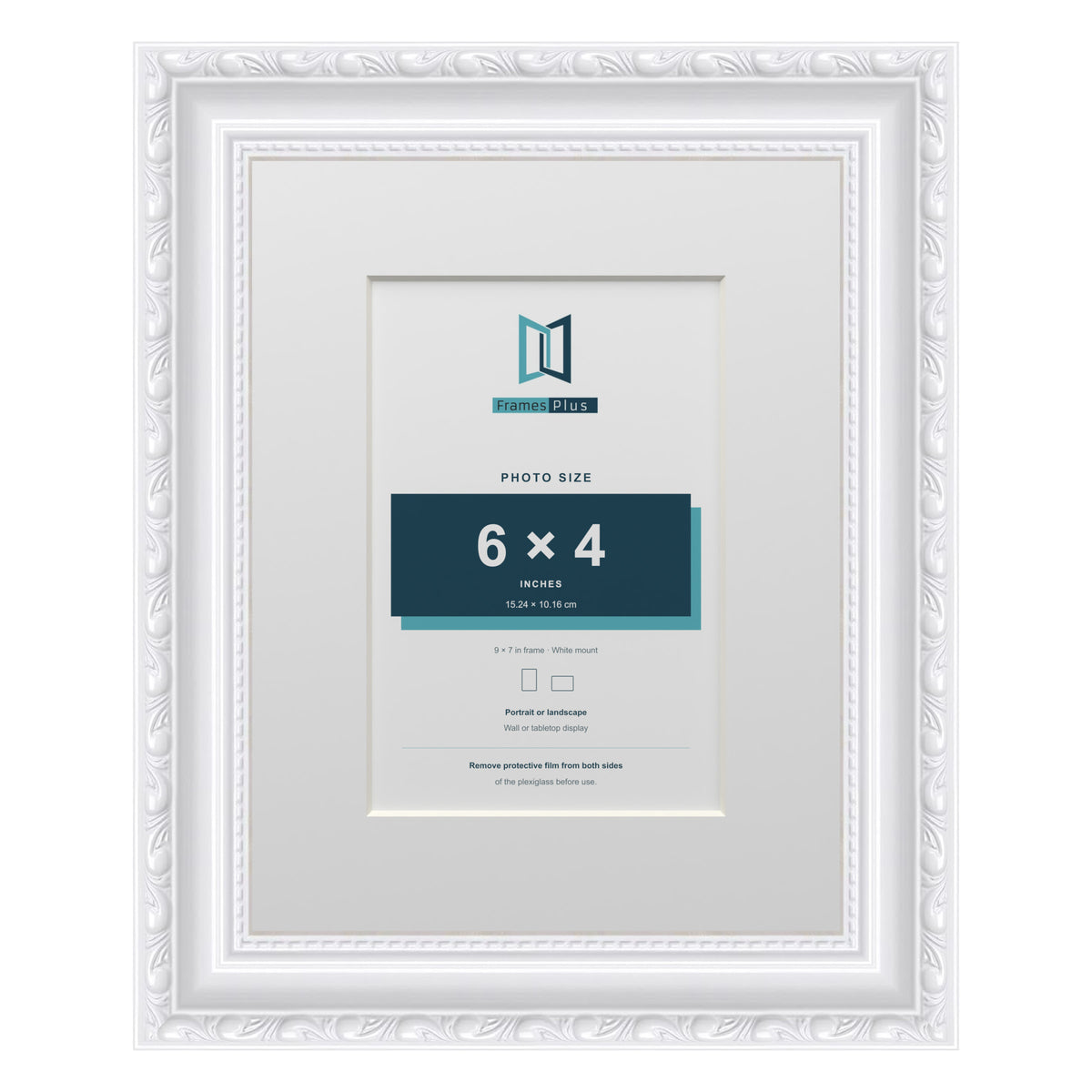 Louis Range White Picture, Photo & Poster Frame with White Mount - 9x7" Frame for 6x4" Photo, White