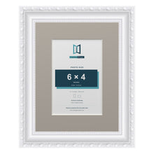 Louis Range White Picture, Photo & Poster Frame with Dawn Grey Mount - 9x7" Frame for 6x4" Photo, White