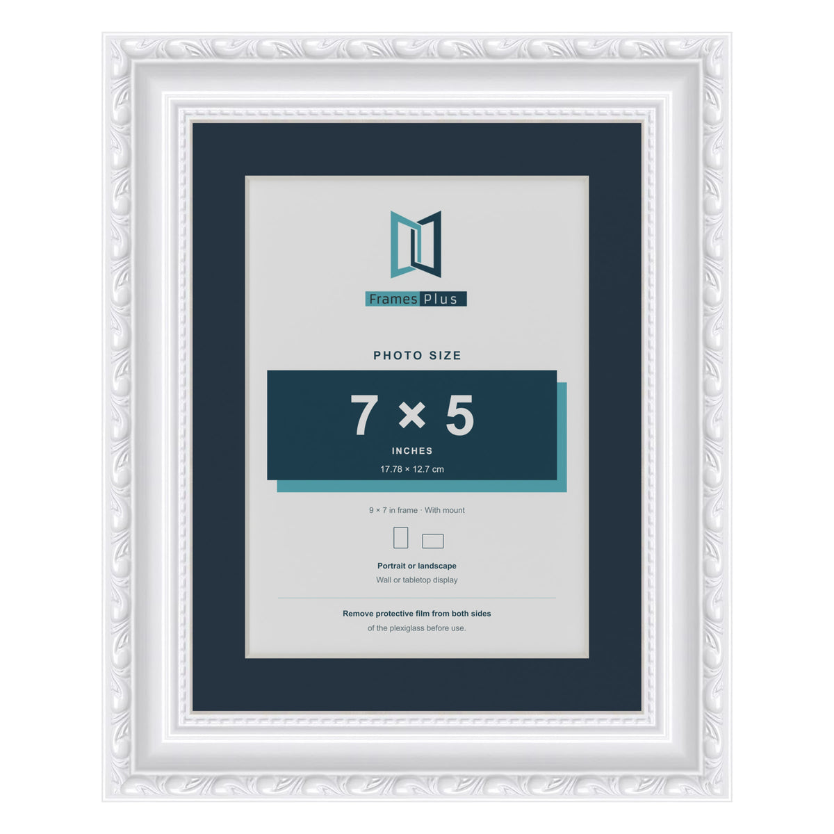 Louis Range White Picture, Photo & Poster Frame with Pacific Blue Mount - 9x7" Frame for 7x5" Photo, White