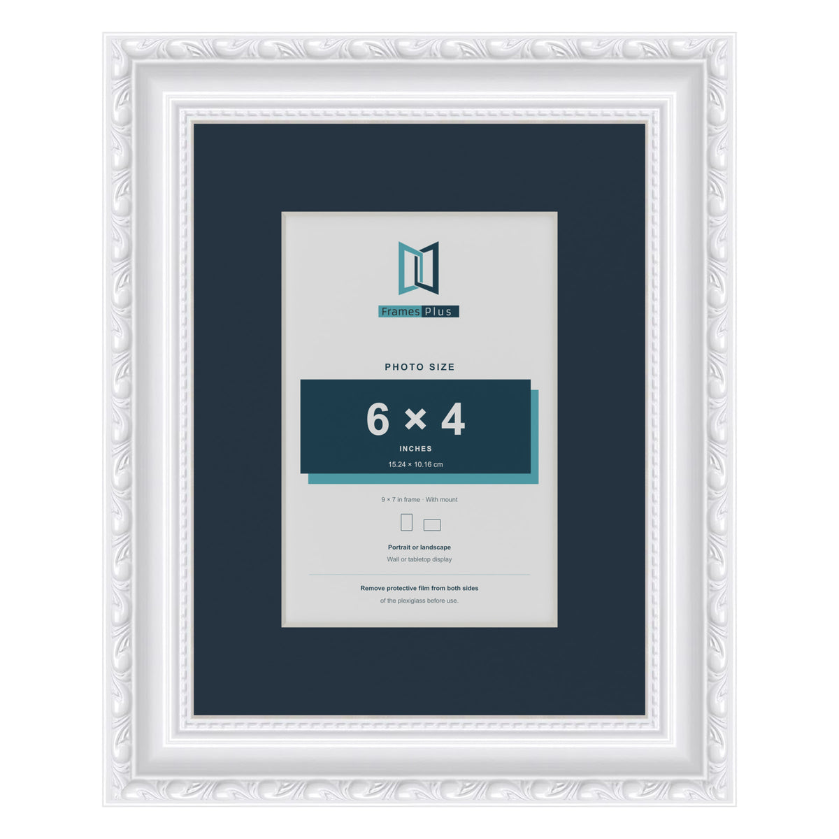Louis Range White Picture, Photo & Poster Frame with Pacific Blue Mount - 9x7" Frame for 6x4" Photo, White