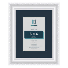 Louis Range White Picture, Photo & Poster Frame with Pacific Blue Mount - 9x7" Frame for 6x4" Photo, White