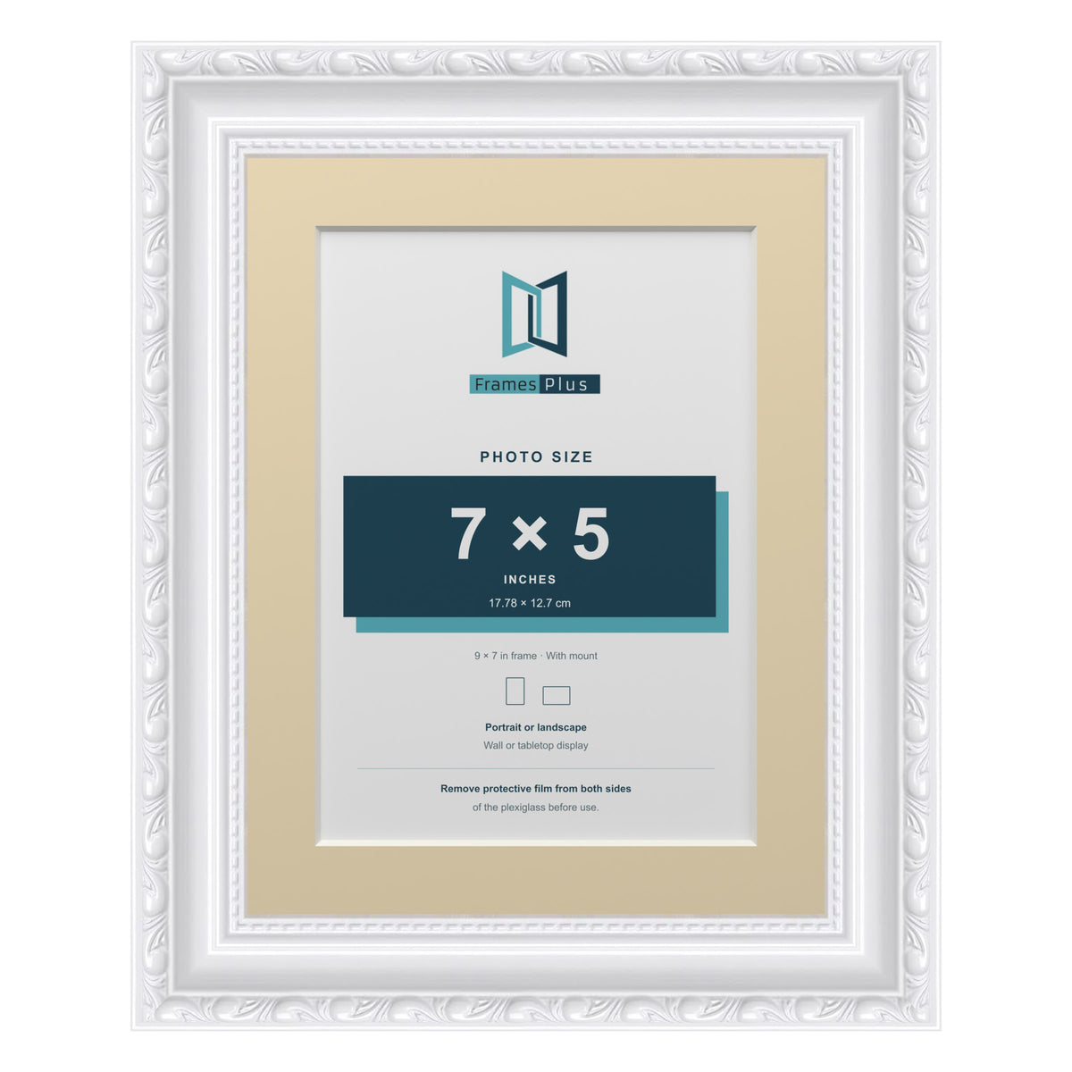 Louis Range White Picture, Photo & Poster Frame with Ivory Mount - 9x7" Frame for 7x5" Photo, White
