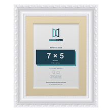 Louis Range White Picture, Photo & Poster Frame with Ivory Mount - 9x7" Frame for 7x5" Photo, White