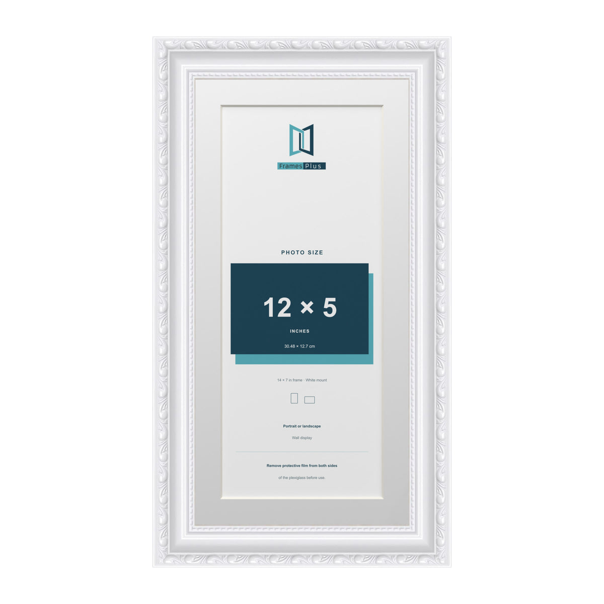 Louis Range White Picture, Photo & Poster Frame with White Mount - 14x7" Frame for 12x5" Photo, White