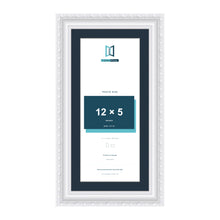 Louis Range White Picture, Photo & Poster Frame with Pacific Blue Mount - 14x7" Frame for 12x5" Photo, White