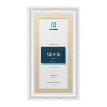Louis Range White Picture, Photo & Poster Frame with Ivory Mount - 14x7" Frame for 12x5" Photo, White