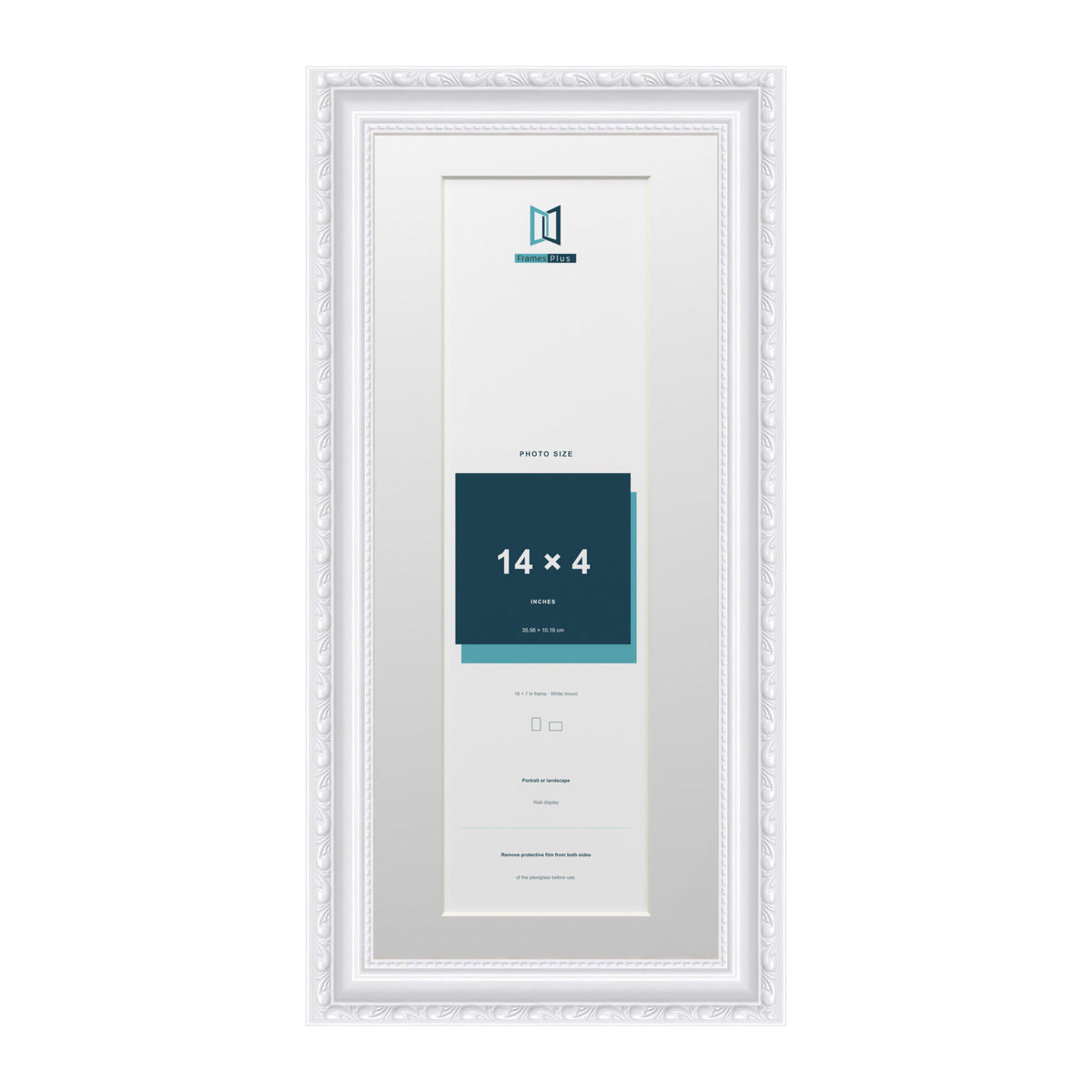 Louis Range White Picture, Photo & Poster Frame with White Mount - 16x7" Frame for 14x4" Photo, White