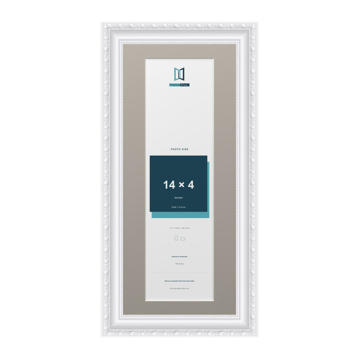 Louis Range White Picture, Photo & Poster Frame with Dawn Grey Mount - 16x7" Frame for 14x4" Photo, White