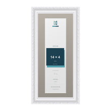 Louis Range White Picture, Photo & Poster Frame with Dawn Grey Mount - 16x7" Frame for 14x4" Photo, White