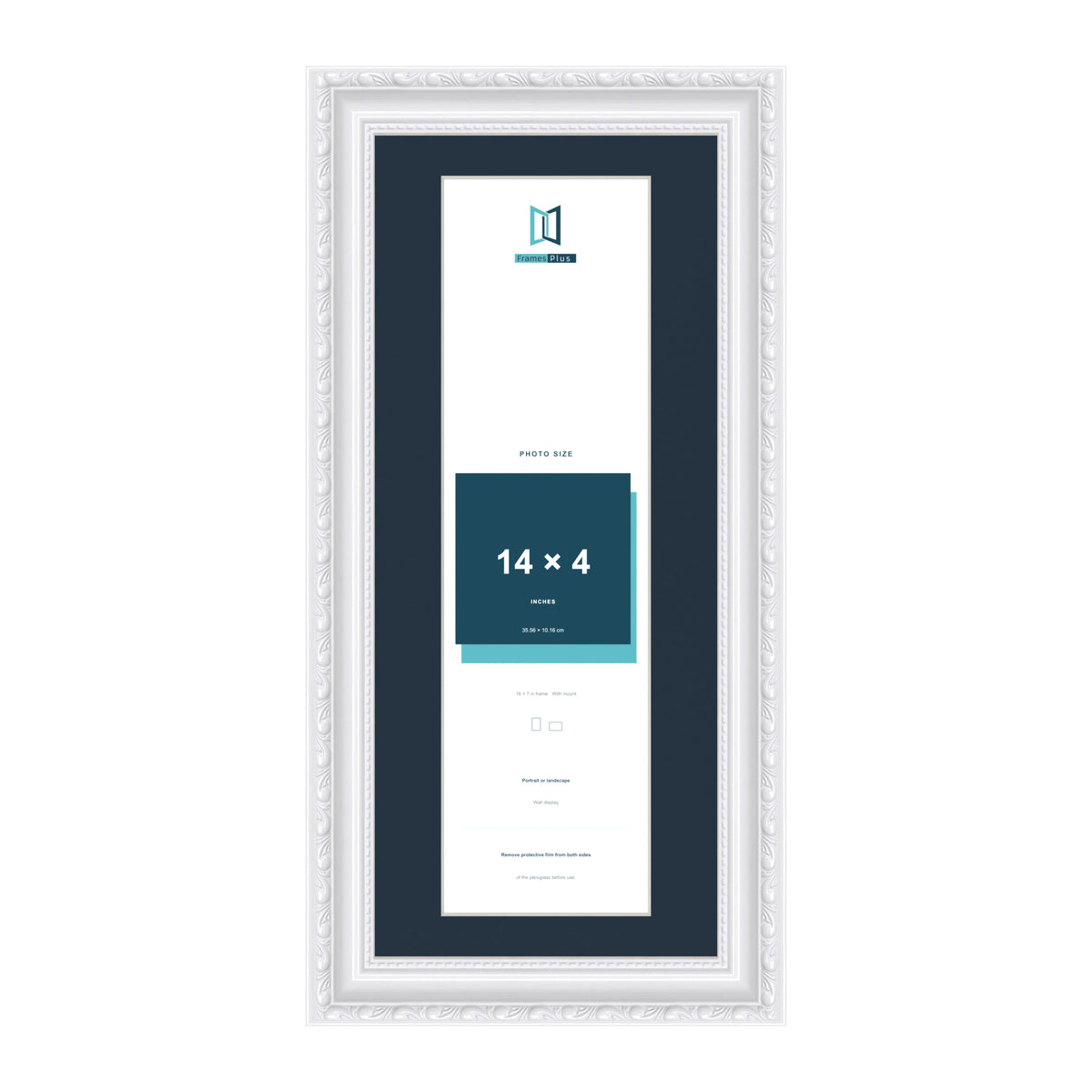 Louis Range White Picture, Photo & Poster Frame with Pacific Blue Mount - 16x7" Frame for 14x4" Photo, White