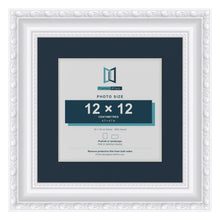 Louis Range White Picture, Photo & Poster Frame with Pacific Blue Mount - 18x18cm Frame for 12x12cm Photo, White