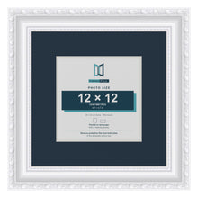 Louis Range White Picture, Photo & Poster Frame with Pacific Blue Mount - 20x20cm Frame for 12x12cm Photo, White