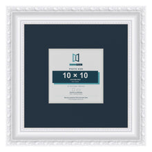 Louis Range White Picture, Photo & Poster Frame with Pacific Blue Mount - 20x20cm Frame for 10x10cm Photo, White