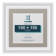 Louis Range White Picture, Photo & Poster Frame with Dawn Grey Mount - 20x20cm Frame for 15x15cm Photo, White