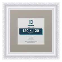Louis Range White Picture, Photo & Poster Frame with Dawn Grey Mount - 20x20cm Frame for 12x12cm Photo, White