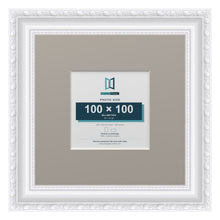 Louis Range White Picture, Photo & Poster Frame with Dawn Grey Mount - 20x20cm Frame for 10x10cm Photo, White