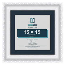 Louis Range White Picture, Photo & Poster Frame with Pacific Blue Mount - 20x20cm Frame for 15x15cm Photo, White