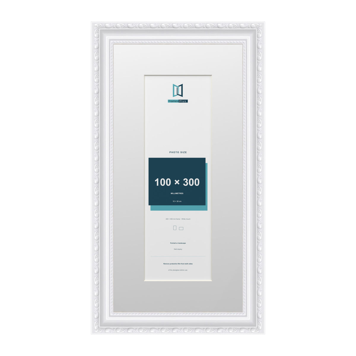 Louis Range White Picture, Photo & Poster Frame with White Mount - 40x20cm Frame for 30x10cm Photo, White