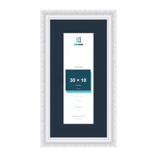 Louis Range White Picture, Photo & Poster Frame with Pacific Blue Mount - 40x20cm Frame for 30x10cm Photo, White