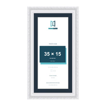 Louis Range White Picture, Photo & Poster Frame with Pacific Blue Mount - 40x20cm Frame for 35x15cm Photo, White