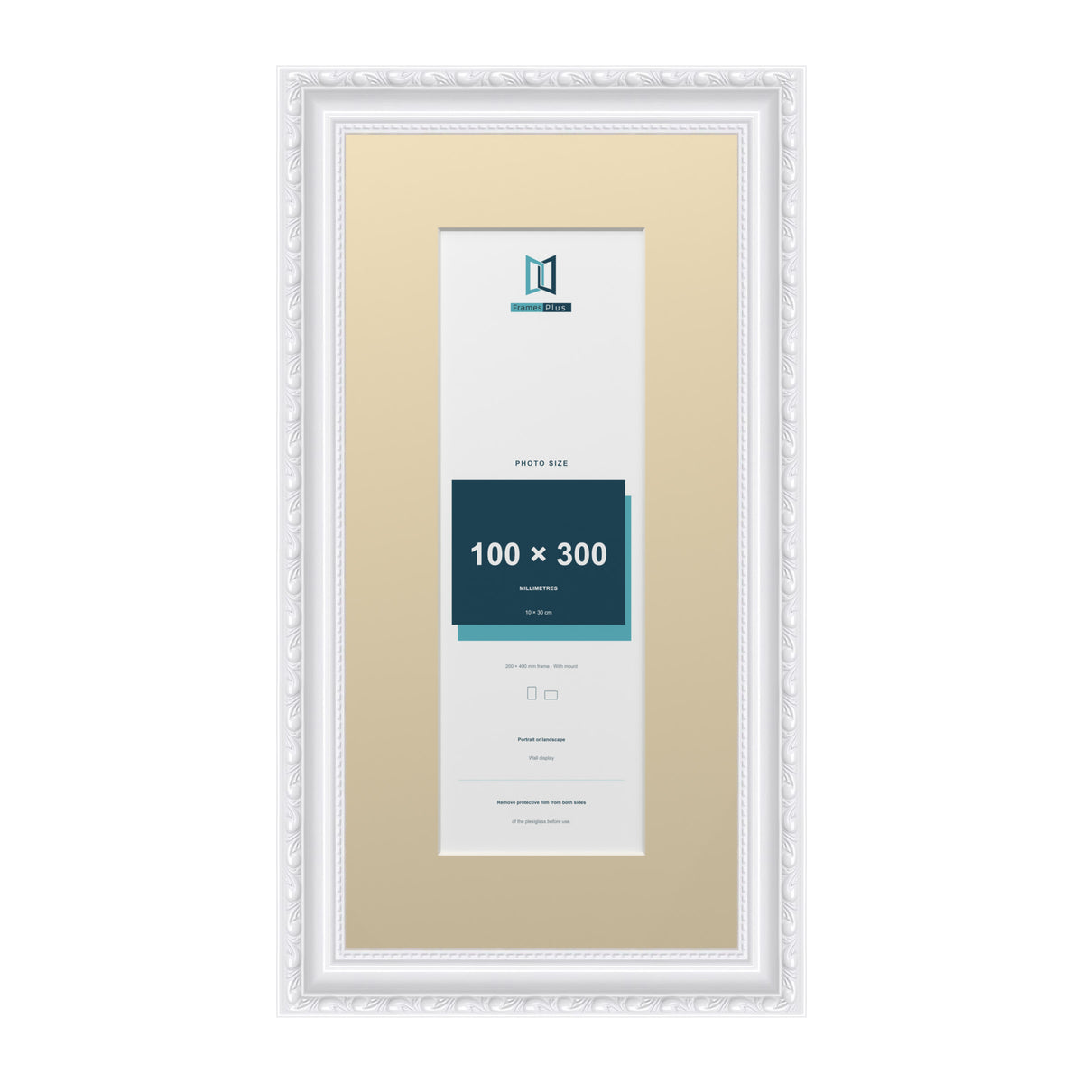 Louis Range White Picture, Photo & Poster Frame with Ivory Mount - 40x20cm Frame for 30x10cm Photo, White